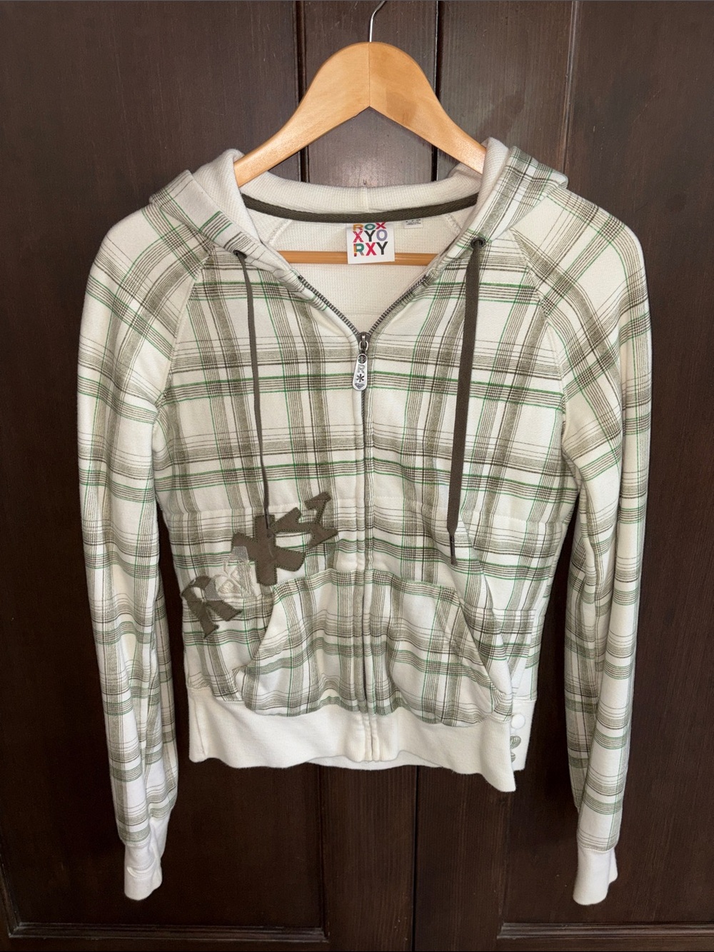 Roxy Quilted Plaid Zip Hoodie S